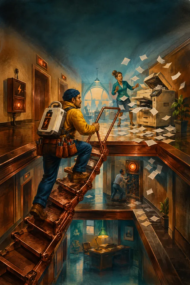 Original concept artwork for Elevator Outage